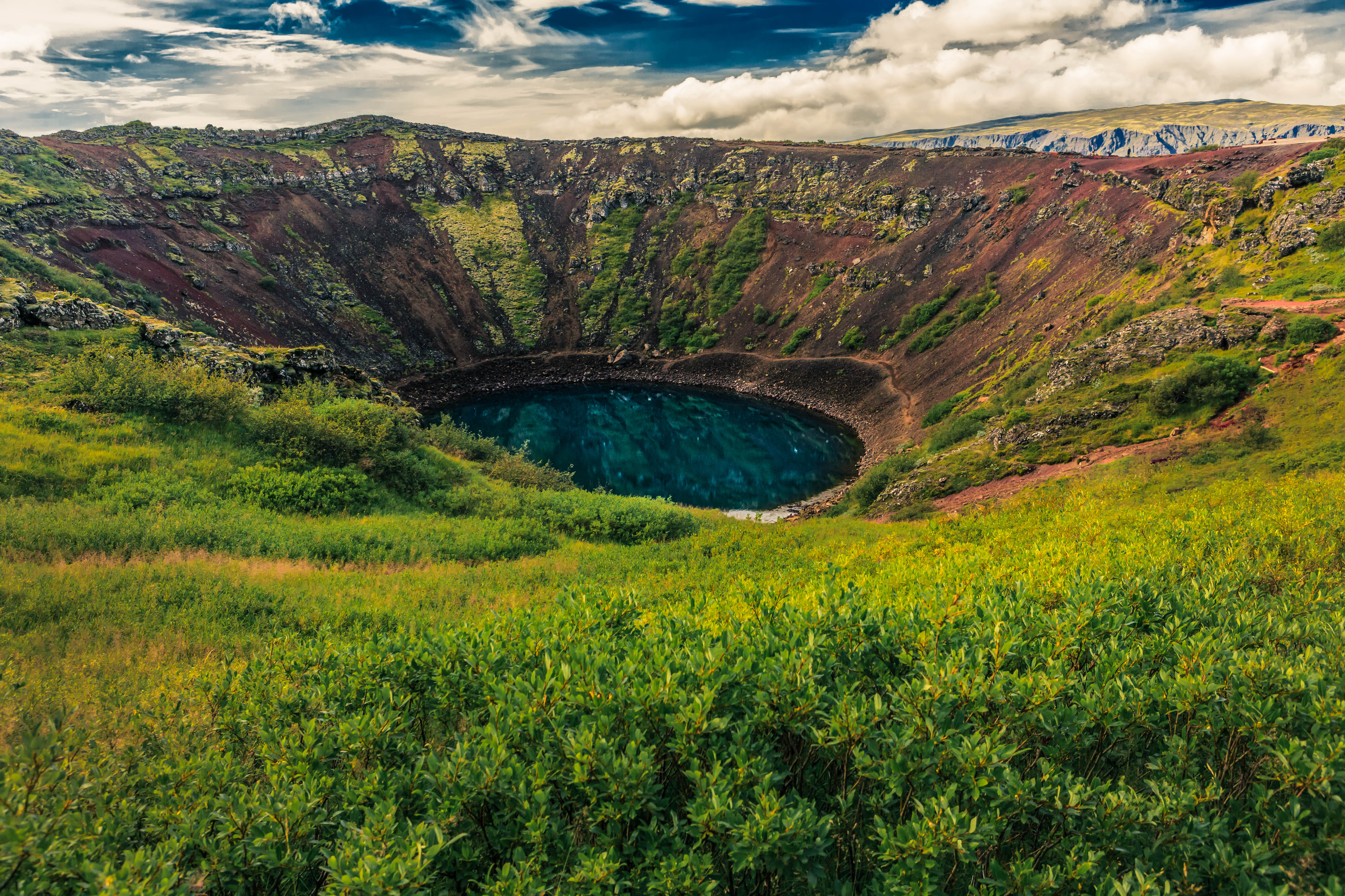 Kerid Lake iceland in thingvellier national park.