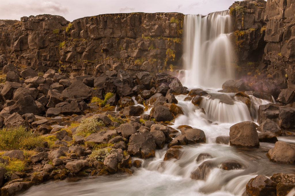 Silky smooth waterfall in warm colours