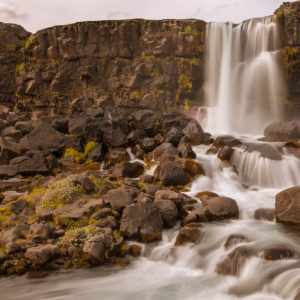 Silky smooth waterfall in warm colours